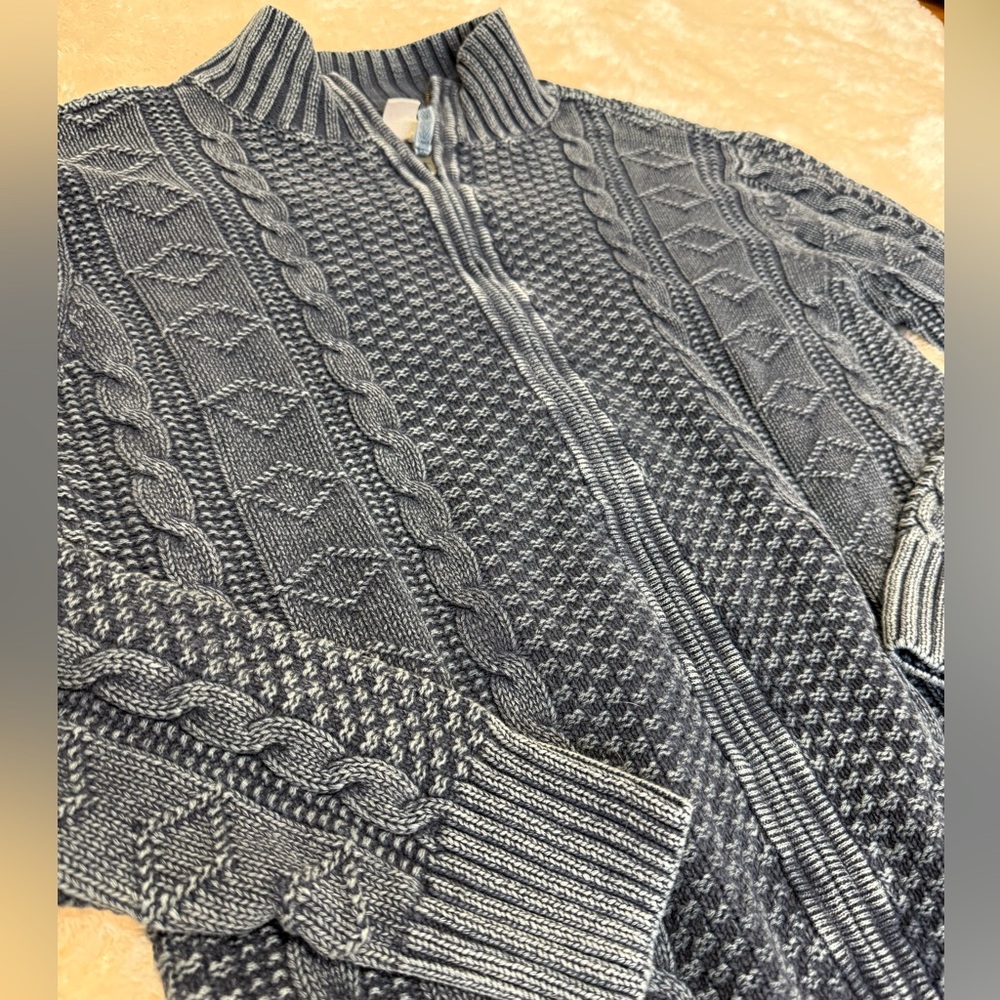 Carbon2Cobalt Blue Knit Zip-Up Sweater